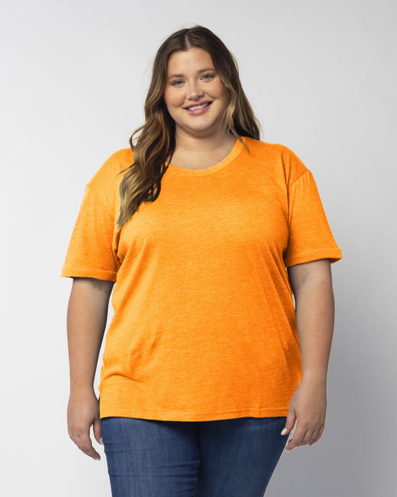 Front of a model wearing a size 3X Must Have Tee in Light Orange by chicka-d. | dia_product_style_image_id:289440